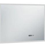 vidaXL Badkamerspiegel LED met aanraaksensor en tijdweergave 80x60 cm