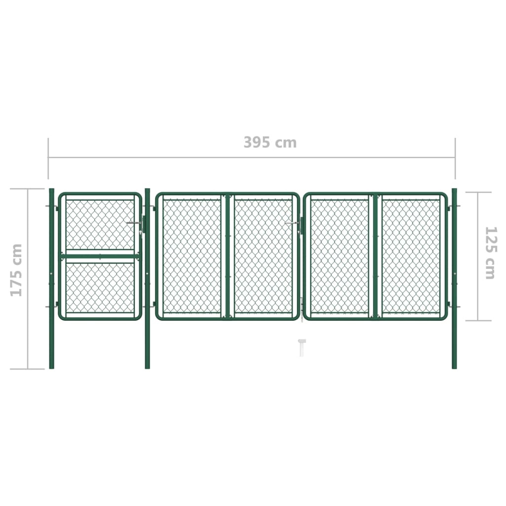 vidaXL Poort 125x395 cm staal groen