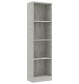 vidaXL Boekenkast met 4 schappen 40x24x142 cm spaanplaat betongrijs