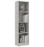 vidaXL Boekenkast met 4 schappen 40x24x142 cm spaanplaat betongrijs