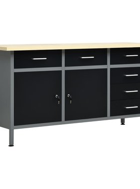 vidaXL Werkbank 160x60x85 cm staal zwart