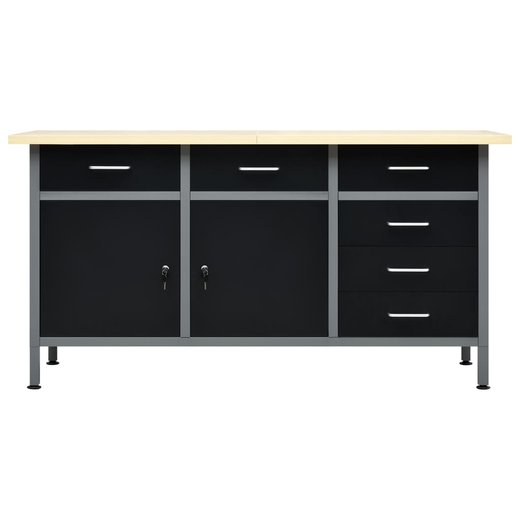 vidaXL Werkbank 160x60x85 cm staal zwart