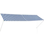 VidaXL Luifel uittrekbaar 350x150 cm blauw en wit
