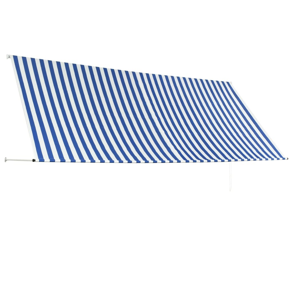 VidaXL Luifel uittrekbaar 350x150 cm blauw en wit