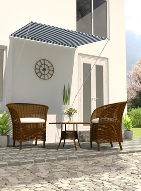 VidaXL Luifel uittrekbaar 150x150 cm blauw en wit