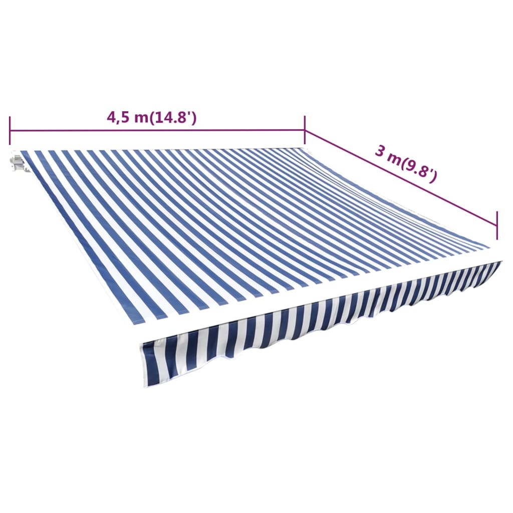 VidaXL Luifeldoek 450x300 cm canvas blauw en wit