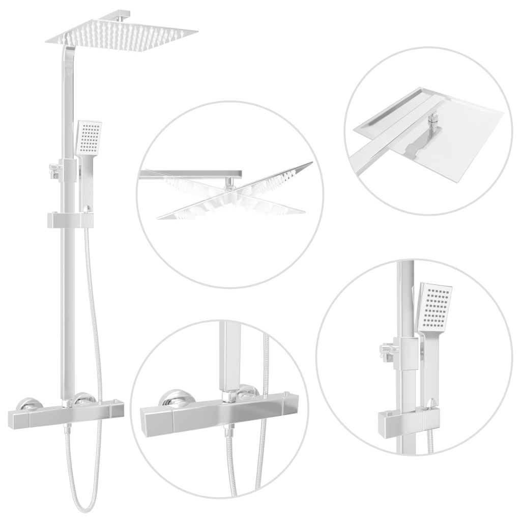 VidaXL Douchekoppenset dubbel met thermostaat roestvrij staal