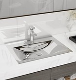 VidaXL Wastafel met overloop 60x46x16 cm keramiek zilverkleurig