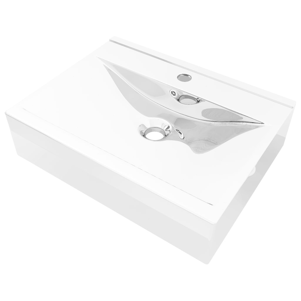 VidaXL Wastafel met overloop 60x46x16 cm keramiek zilverkleurig