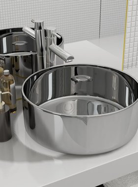 VidaXL Wastafel 40x15 cm keramiek zilverkleurig