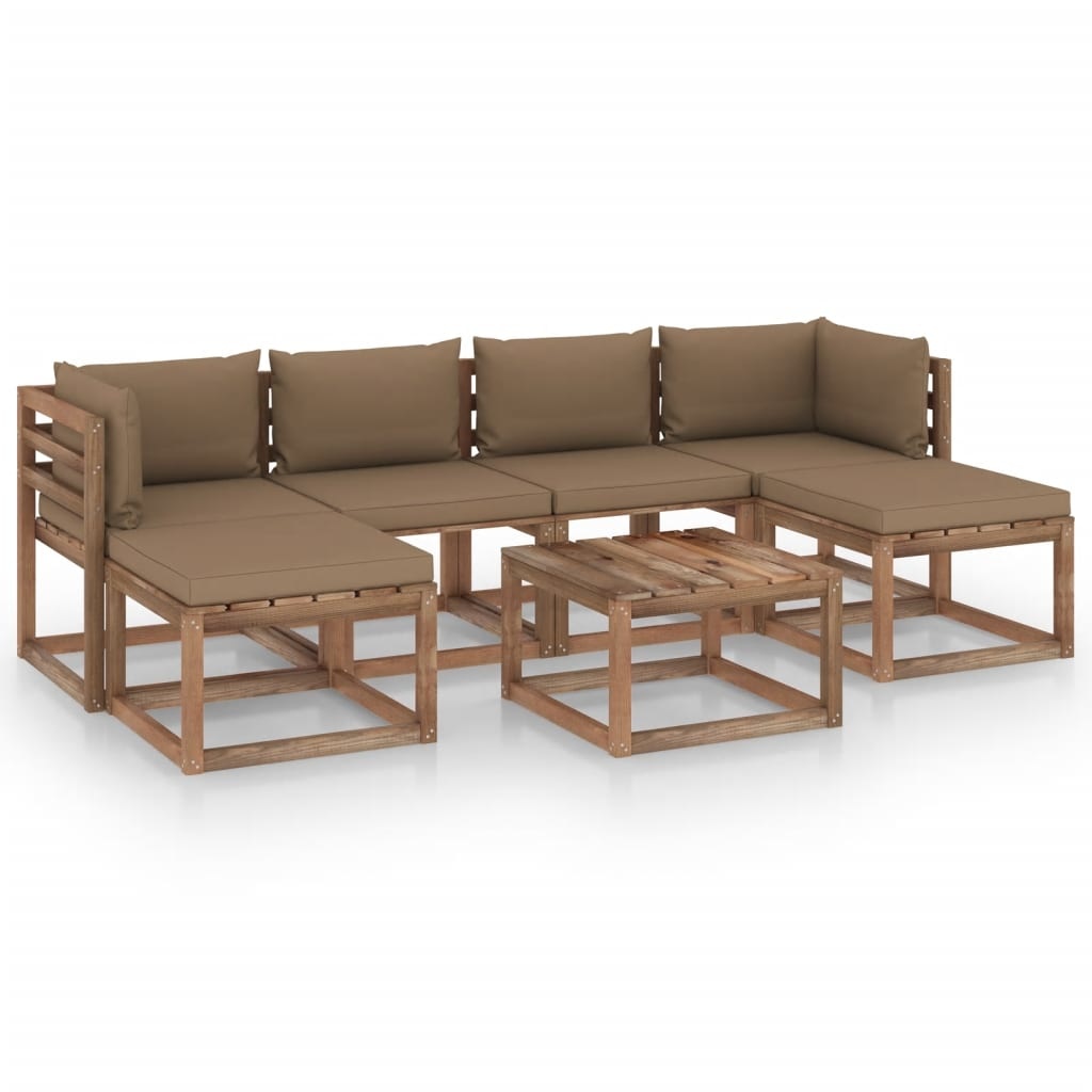VidaXL 7-delige Loungeset pallet met kussens geïmpregneerd grenenhout