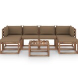 VidaXL 7-delige Loungeset pallet met kussens geïmpregneerd grenenhout