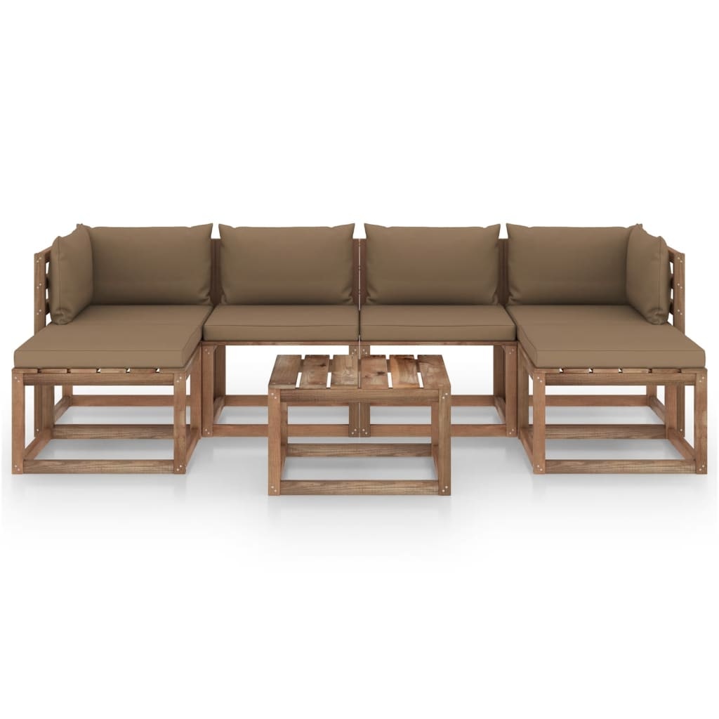 VidaXL 7-delige Loungeset pallet met kussens geïmpregneerd grenenhout