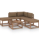 VidaXL 6-delige Loungeset met taupe kussens