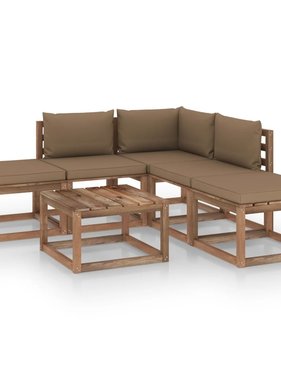 VidaXL 6-delige Loungeset met taupe kussens