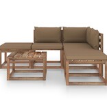 VidaXL 6-delige Loungeset met taupe kussens
