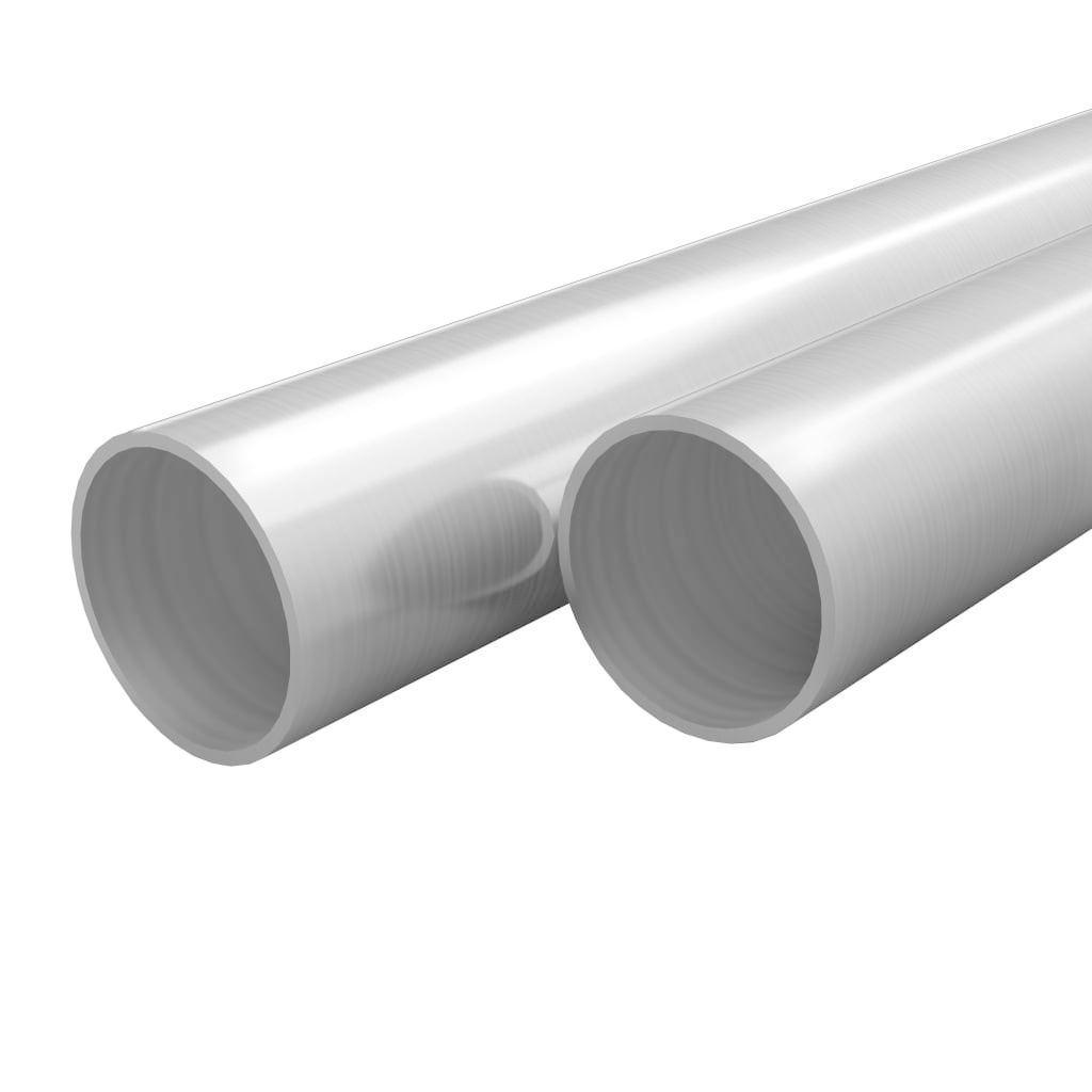 VidaXL Buizen rond V2A 2m Ø42x1,8mm roestvrij staal 2 st