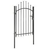 VidaXL Tuinpoort met gebogen bovenkant 1x2 m staal zwart