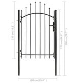 VidaXL Tuinpoort met gebogen bovenkant 1x2 m staal zwart
