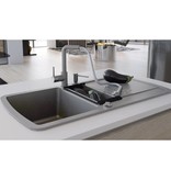 VidaXL Gootsteen dubbele bak graniet grijs