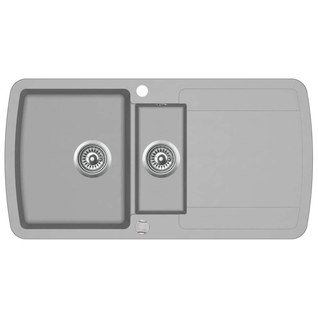 VidaXL Gootsteen dubbele bak graniet grijs