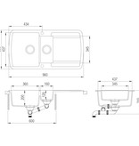 VidaXL Gootsteen dubbele bak graniet grijs