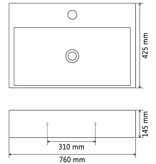 VidaXL Wastafel met kraangat 76x42,5x14,5 cm keramiek zwart