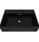 VidaXL Wastafel met kraangat 60,5x42,5x14,5 cm keramiek zwart