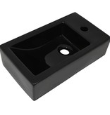 VidaXL Wastafel met kraangat rechthoekig 46x25,5x12 cm keramiek zwart
