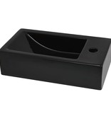 VidaXL Wastafel met kraangat rechthoekig 46x25,5x12 cm keramiek zwart
