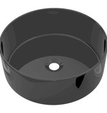 VidaXL Wastafel rond 40x15 cm keramiek zwart