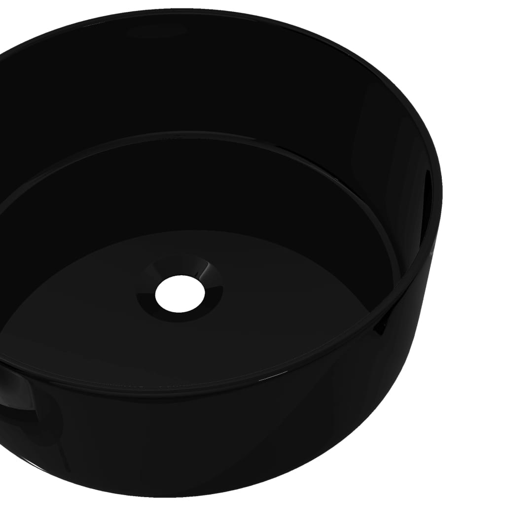 VidaXL Wastafel rond 40x15 cm keramiek zwart