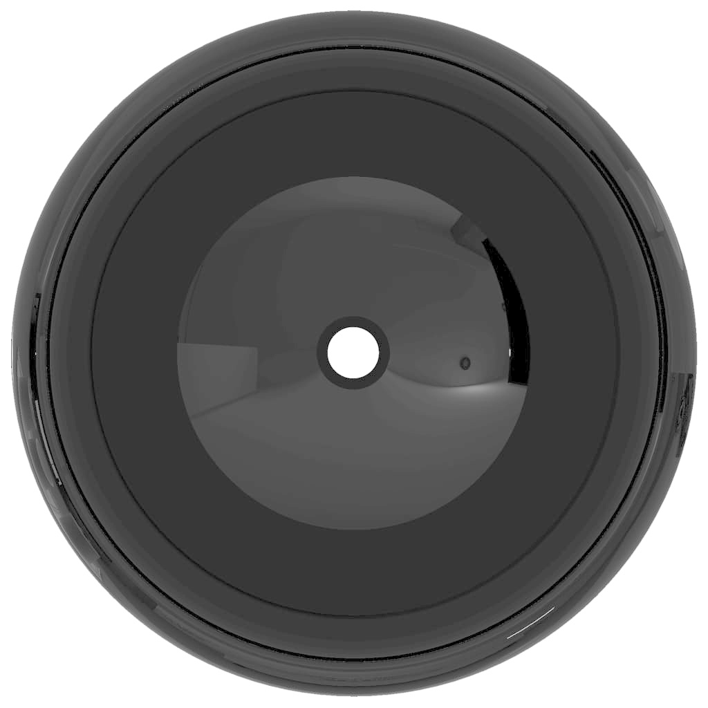 VidaXL Wastafel rond 40x15 cm keramiek zwart