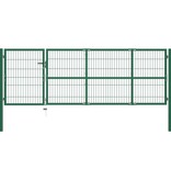 vidaXL Tuinpoort met palen 350x100 cm staal groen