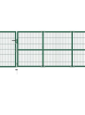 VidaXL Tuinpoort met palen 350x100 cm staal groen