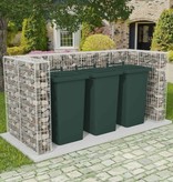 VidaXL Schanskorf drievoudige vuilnisbak ombouw 250x100x120 cm staal
