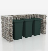 vidaXL Schanskorf drievoudige vuilnisbak ombouw 250x100x120 cm staal