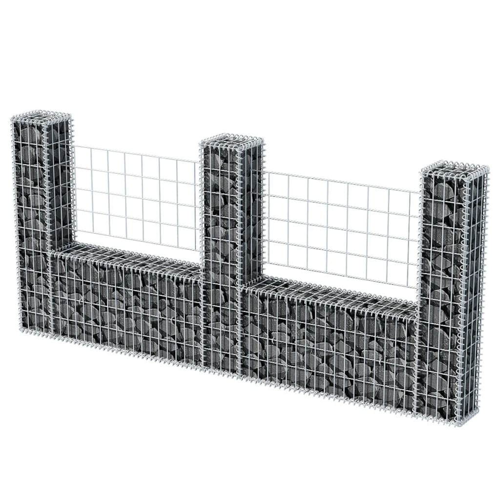 VidaXL Gabion mand U-vormig 240x20x100 cm staal