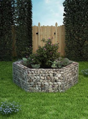 vidaXL Gabion plantenbak verhoogd zeshoekig 160x140x50 cm