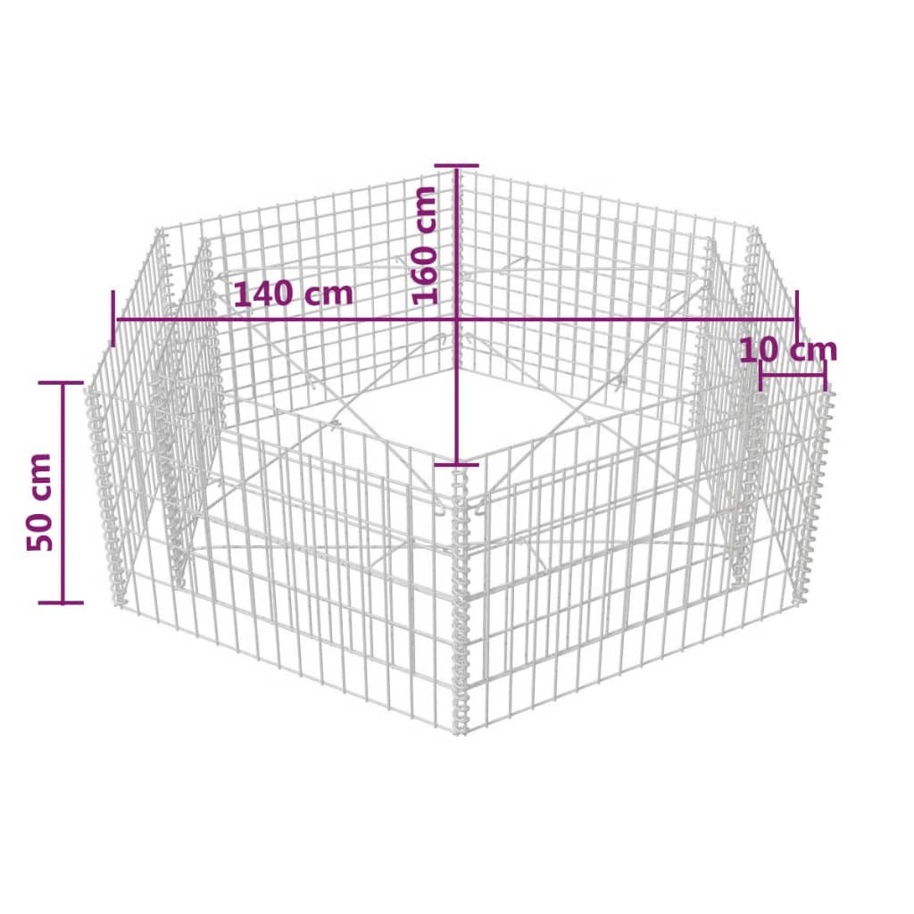 vidaXL Gabion plantenbak verhoogd zeshoekig 160x140x50 cm