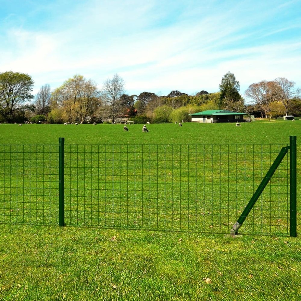 VidaXL Euro hek 10x0,8 m staal groen