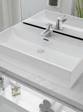 VidaXL Wastafel met kraangat wit 76x42,5x14,5 cm kermiek