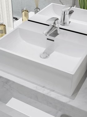 VidaXL Wastafel met kraangat wit 51,5x38,5x15 cm keramiek