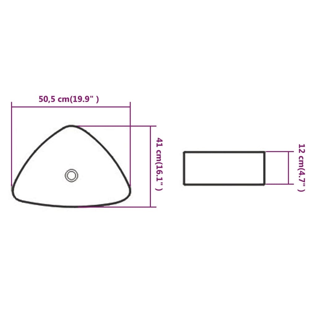 vidaXL Wastafel driehoekig wit 50,5x41x12 cm keramiek