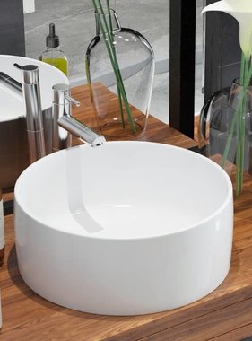 VidaXL Wastafel rond wit 40x15 cm keramiek