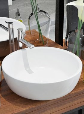 VidaXL Wastafel rond wit 42x12 cm keramiek