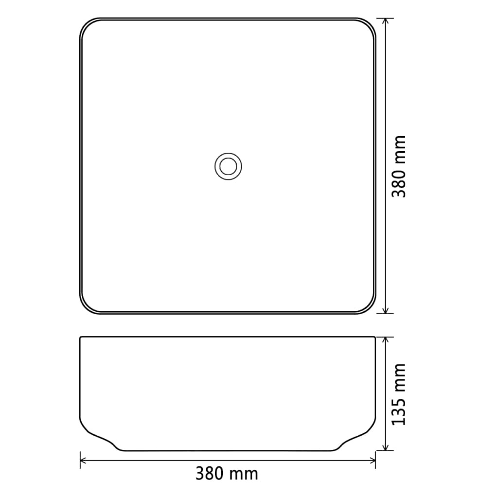 vidaXL Wastafel vierkant wit 38x38x13,5 cm keramiek