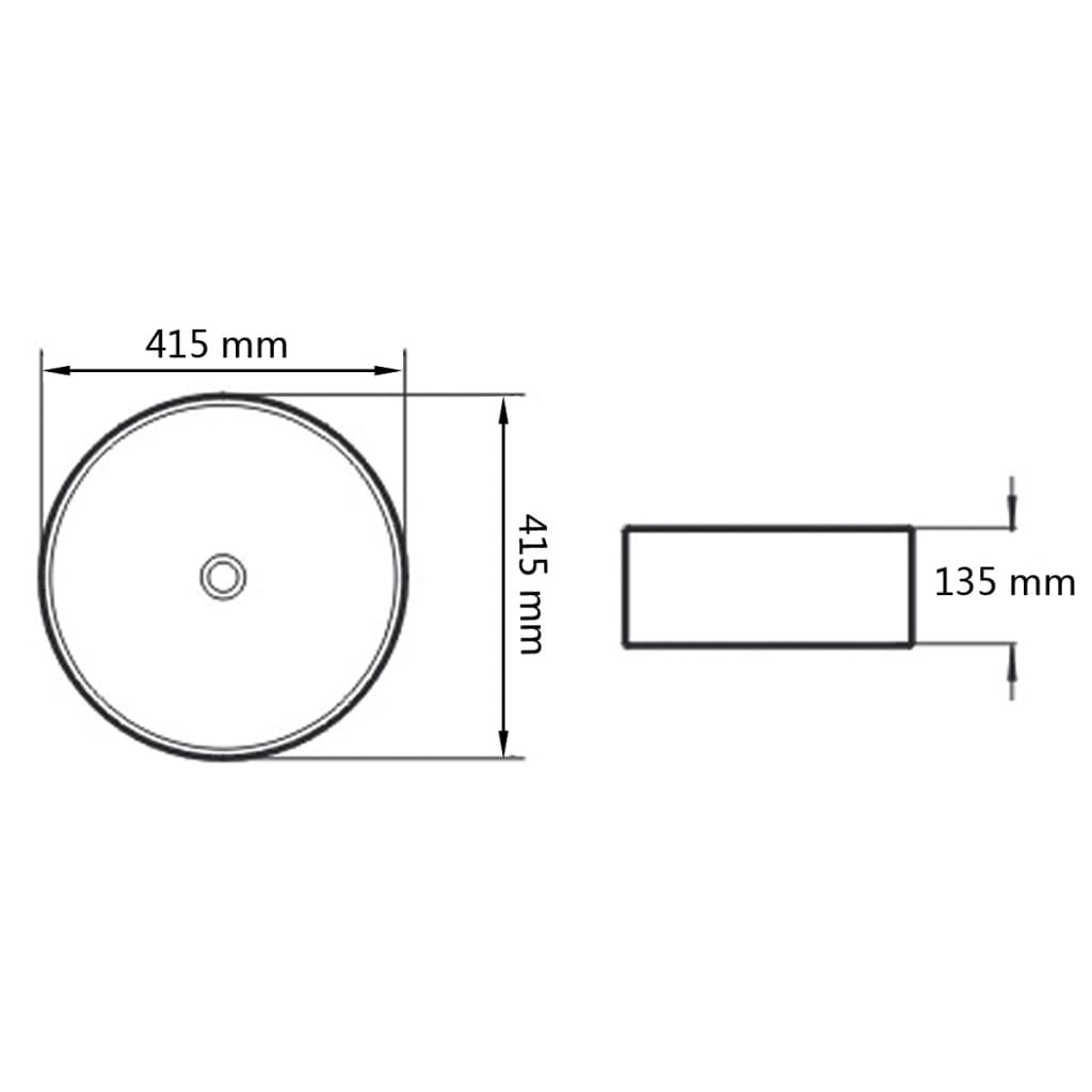 vidaXL Wastafel rond wit 41,5x13,5 cm keramiek