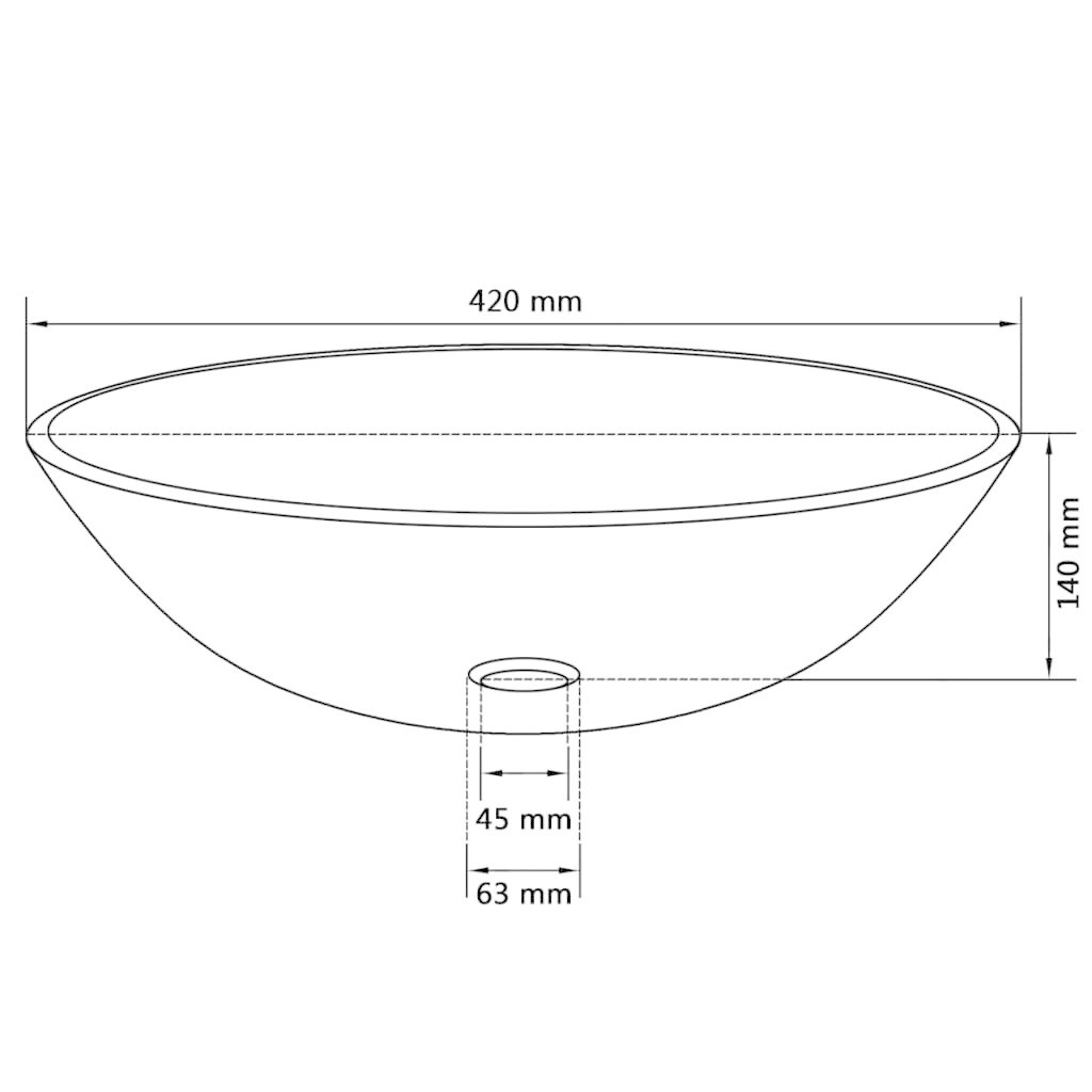 VidaXL Wasbak gehard glas 42 cm goud