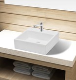 VidaXL Wastafel met kraangat vierkant keramiek wit